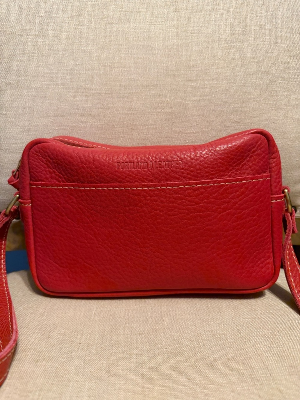 Portland Leather Redish/Pink Pebbled Leather “Camera Bag”
